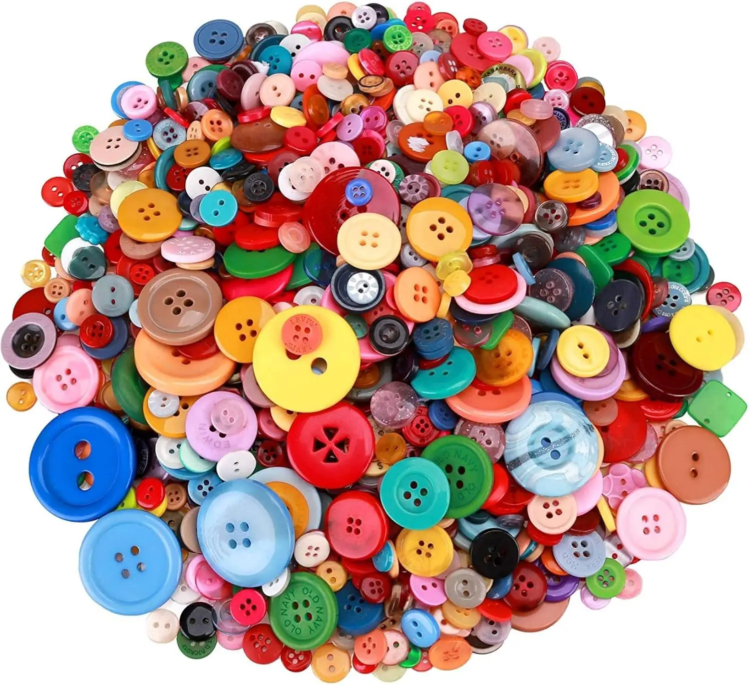 

1500 Pcs Round Resin Buttons Assorted Colors 2 & 4 Holes for Sewing Crafts DIY