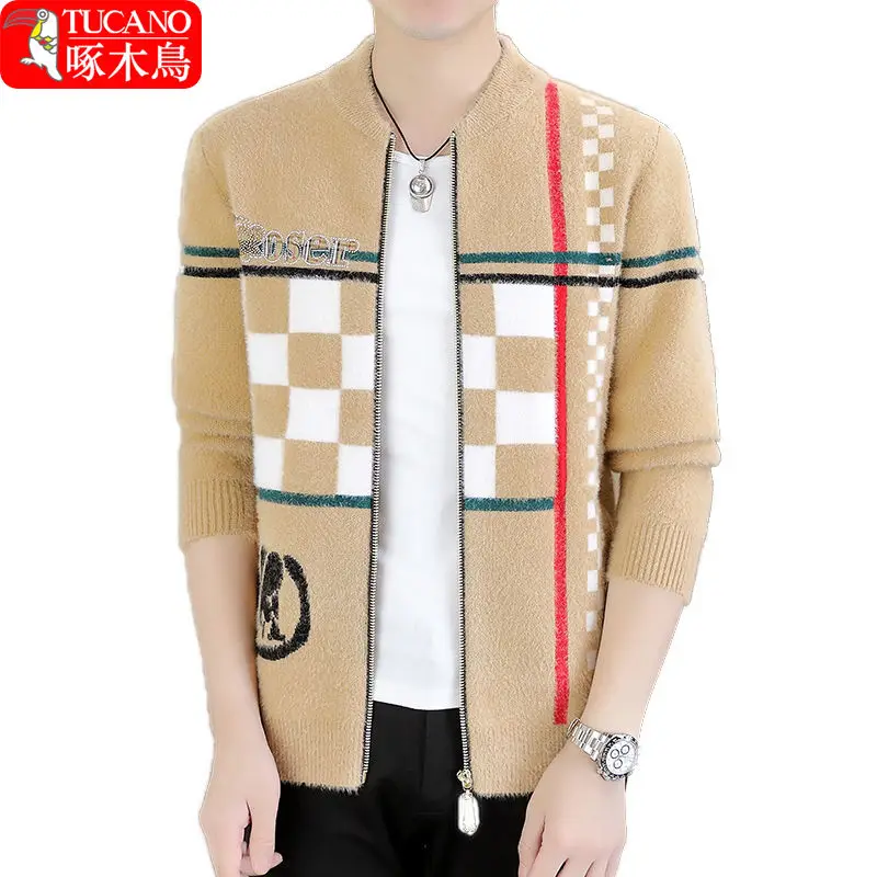 Men's fashion cardigan new trendy casual sweater jacket slim spring and autumn knitted sweater