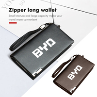 Car Leather Wallet Credit Card ID Holder Coin Zipper Purse For BYD For Tang F3 E6 Atto Yuan Plus Song Max F0 G3 I3
