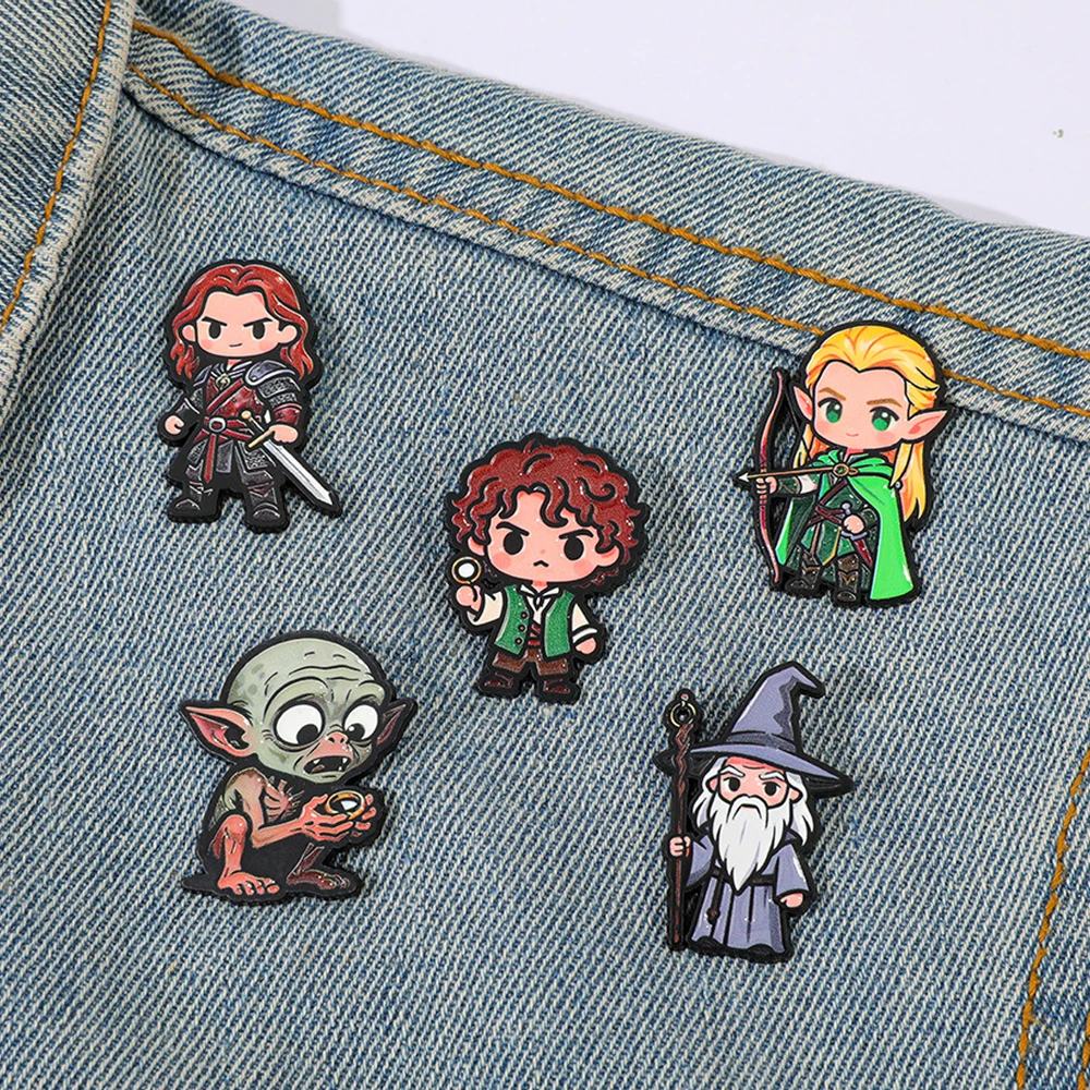 5Pcs/Set Movie Character Enamel Brooch Cartoon Funny Metal Badge Backpack Lapel Pin Cosplay Jewelry Accessories Fan Gift
