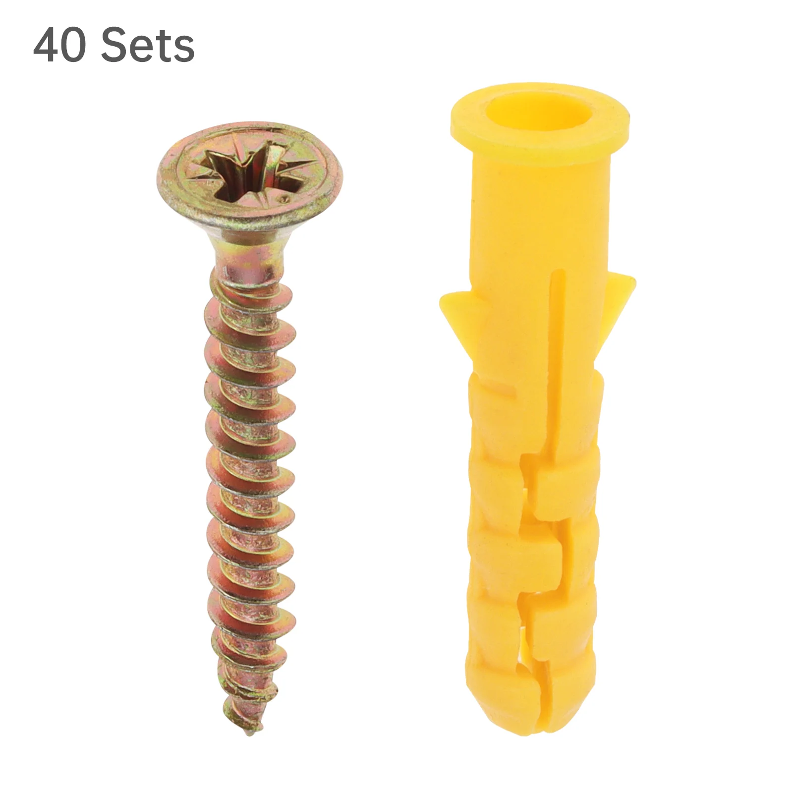 

40Pcs M6x30 Yellow Zinc Galvanized Drywall Anchors and Screws Kit for Brick/Concrete Walls,Galvanized Screws and Wall Plug Bolts