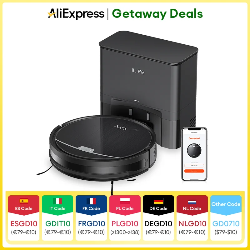 ILIFE V9/V9Pro robotstofzuiger, zelfledigend, 3000 Pa sterke zuigkracht, gyro-navigatie, schema, app/Alexa-bediening, voor dierenharen