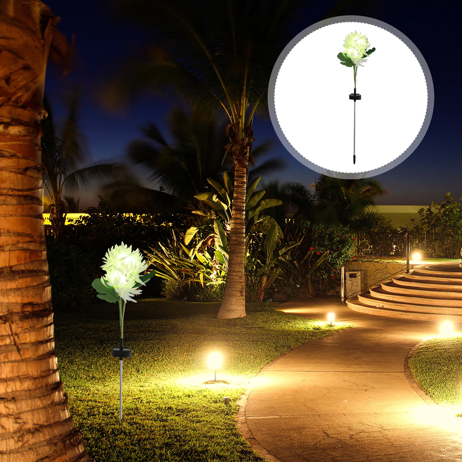 

Solar Chrysanthemum Light Outdoor Garden Decor Waterproof Automatic Solar Energy Lighted Flowers for Patio Pathway