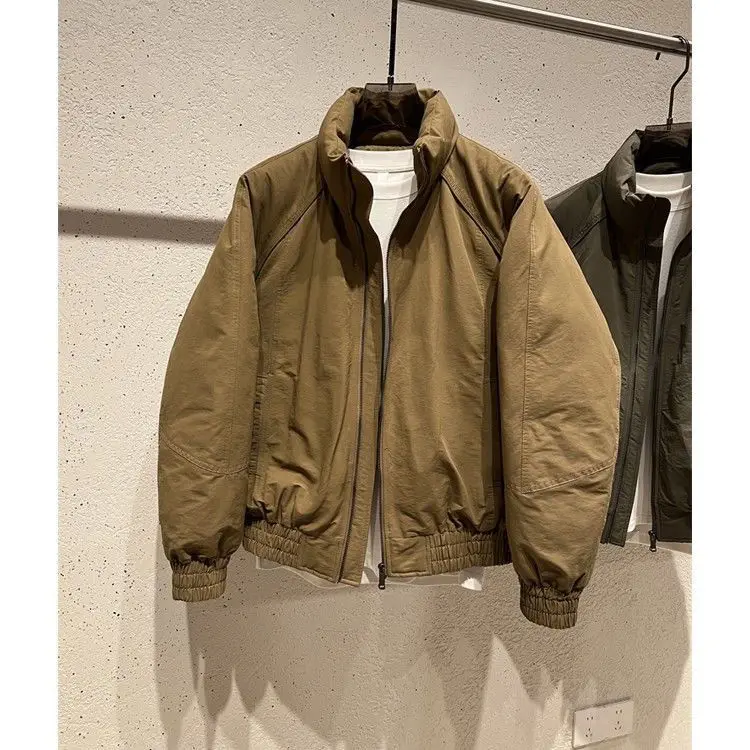 

Winter Fashion Solid Cargo Parkas Men Casual Solid Stand Collar Warm Parka Male Women Loose Thicken Outwear Windproof Parkas