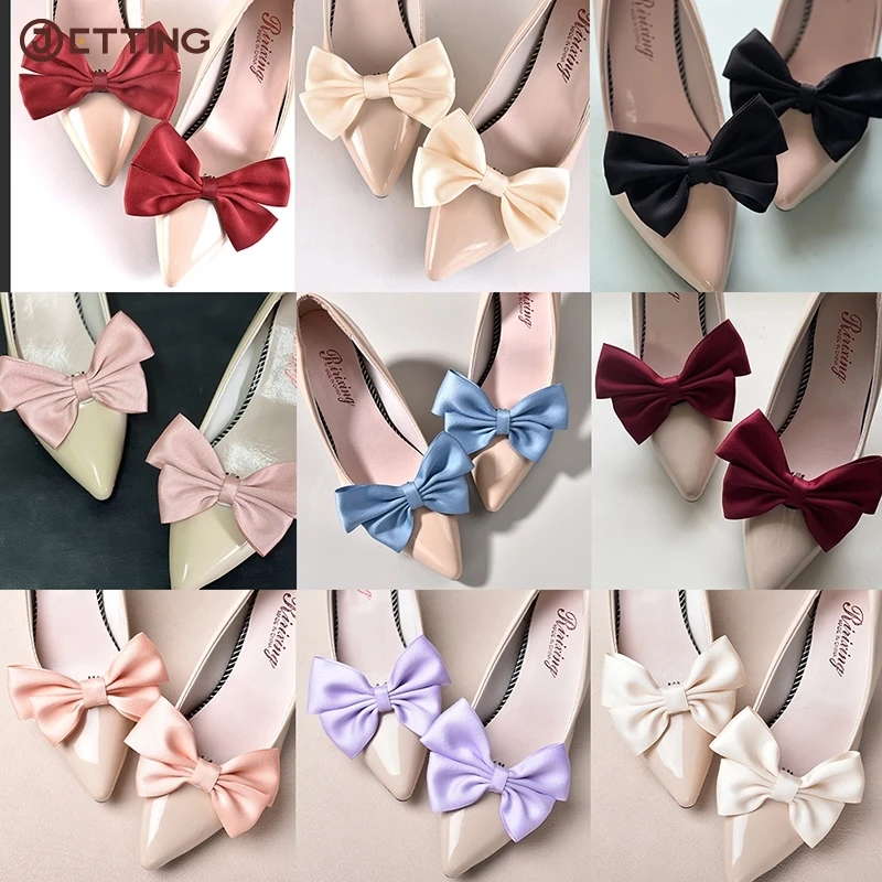 1Pair  Fabric，Alloy Bow Shoe Clip Wedding Shoes High Heel Decoration Women Bride Charm Shoe Buckle Decor Clips Shoes Accessories