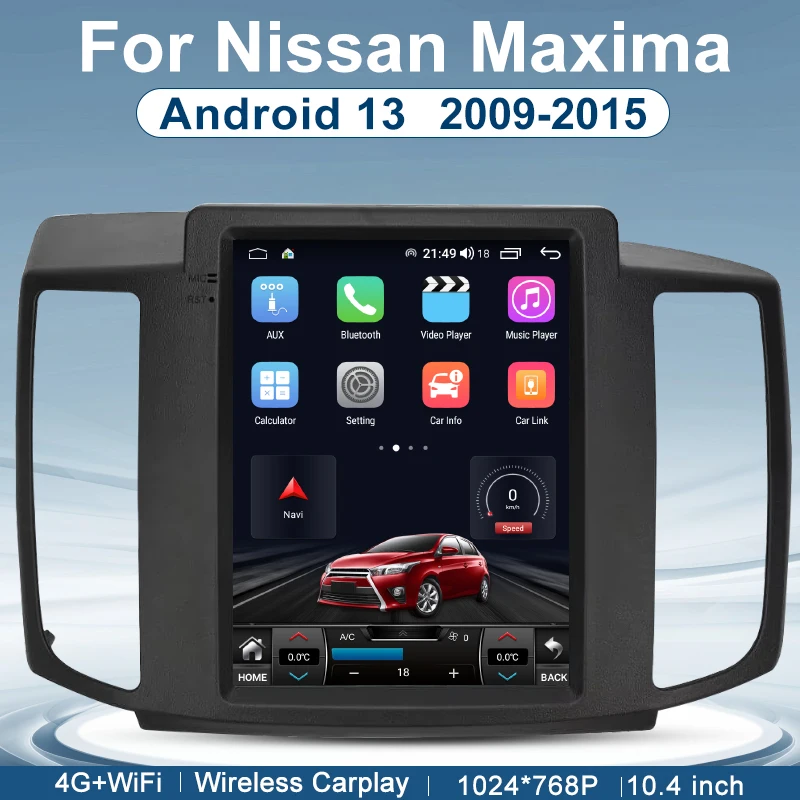 For Nissan Maxima 2009 2010 2011 2012 2013 2014 2015 10.4inch Car Radio Multimedia Video Player GPS Navigation Android13 Carplay