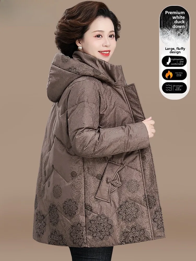 

Теплая пуховая куртка для женщин среднего и старшего возраста, модное свободное осенне-зимнее пальто из утолщенного полиэфирного волокна на молнии