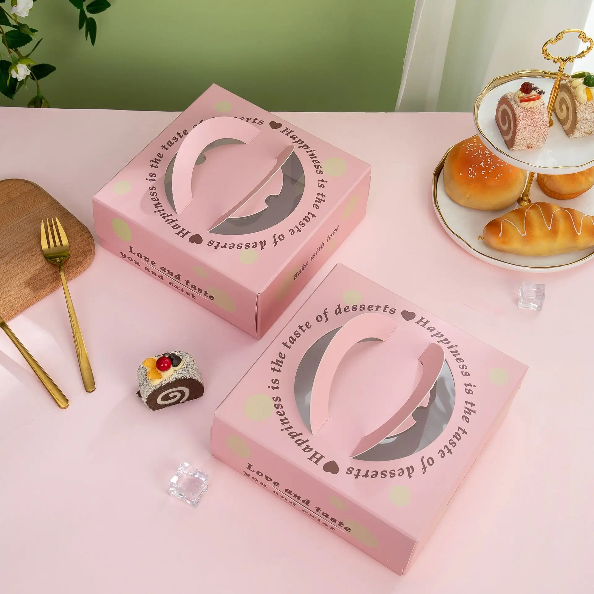 Cheese Cake Pizza Package Boxes Handheld Thousand Layer Mousse All-in-one Box Baking Pastry Basque Packaging Case Bakeware