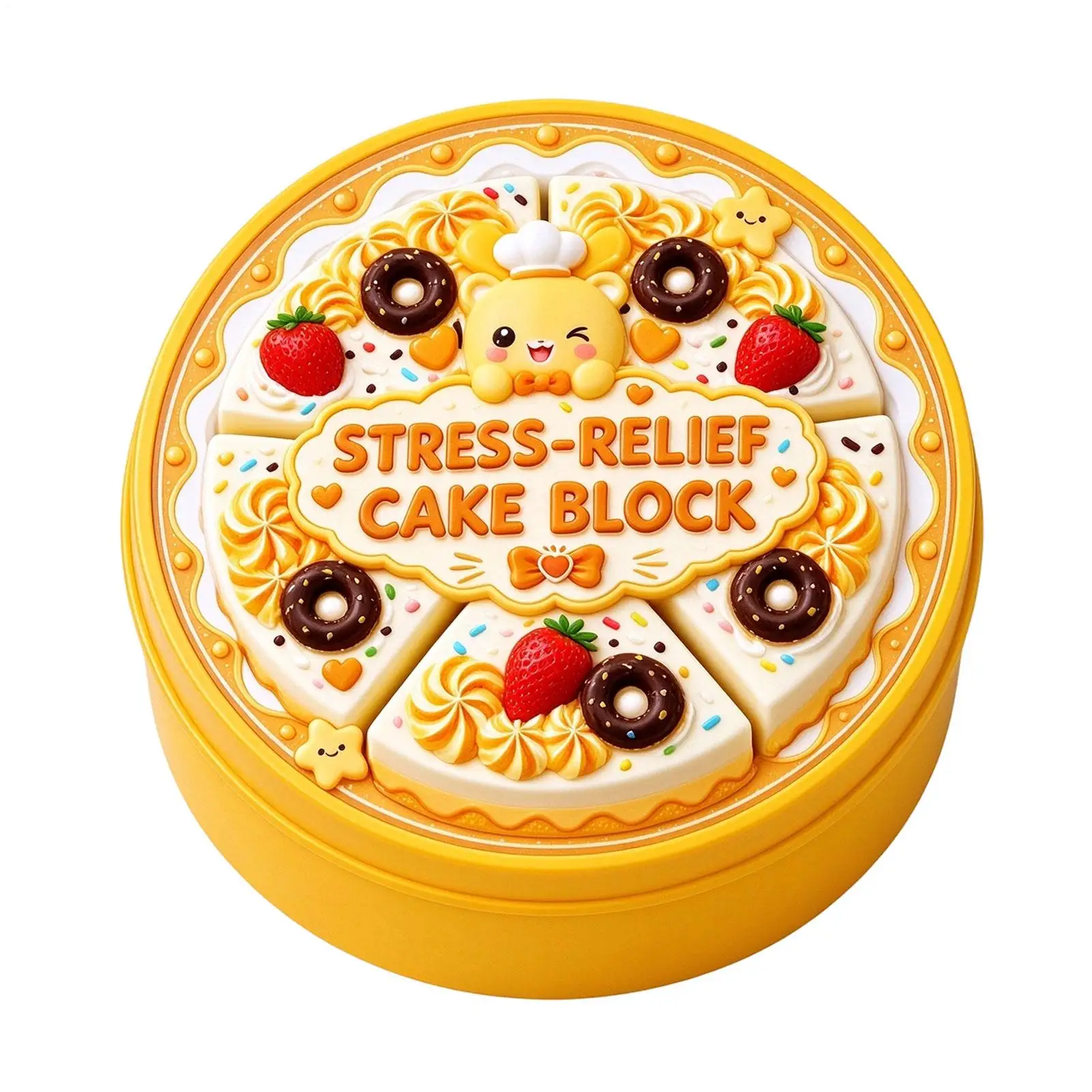 Sensory Squeeze Toy Funny Cake Block Spin Portable Party Favors Cute Food Sensory Toys For Kids Adults Classroom Prize Stocking