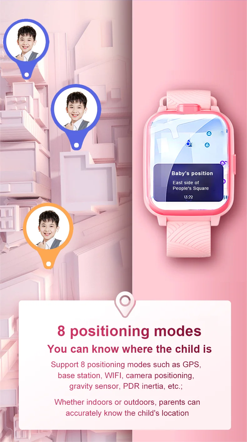 Reloj inteligente para niños, dispositivo con posicionamiento GPS, Tarjeta Sim 4G, llamada telefónica SOS, 8GB de ROM, cámaras duales, identificación facial, seguimiento de huella, 7 días de trabajo, resistente al agua