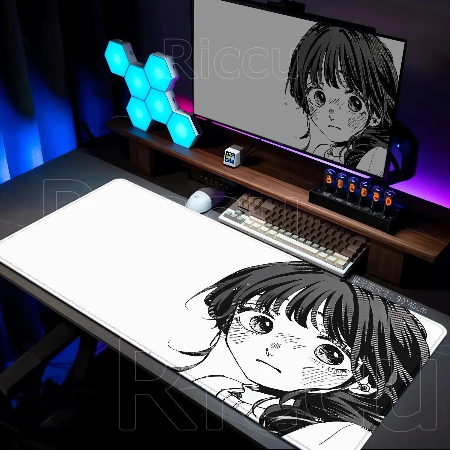 

E-sports Office Mouse Pad PC Anime Sexy Girls Keyboard Rug Black and White Manga Mousepad Laptop Gaming Desk Mat XXL Soft Carpet