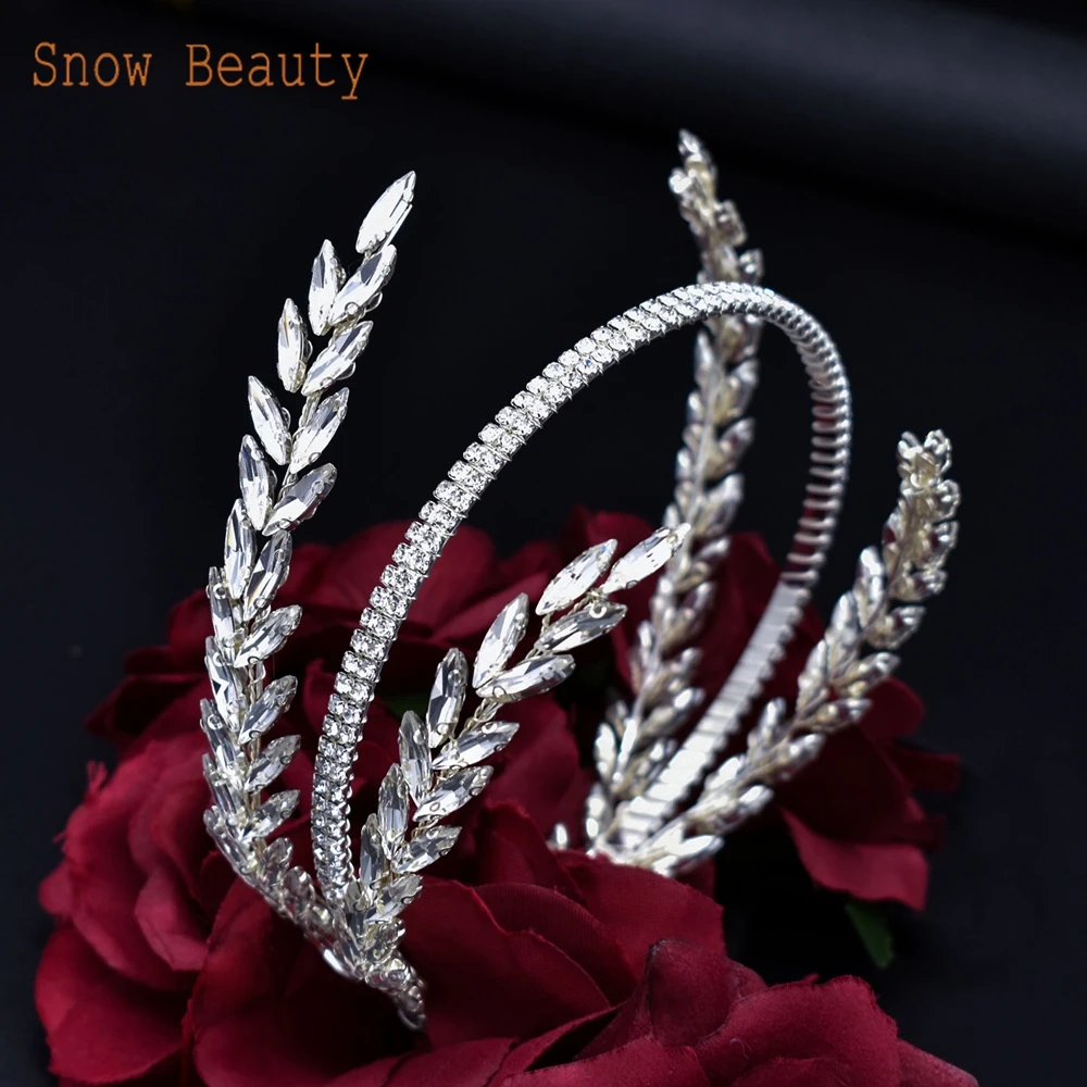 DZ030 Golden Bridal Head Hoop Bridal Crystal Tiara Princess Hair accessories Handmade Rhinestone Hairbands Women Headpiece