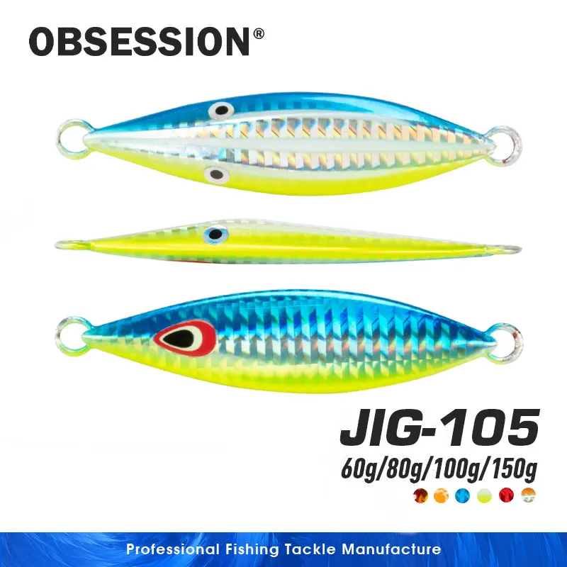 OBSESSION 60g 80g 100g 150g Flat Slow Pitch Sinking Hard Metal Artificial Saltwater Cast Fishing Lure Tuna Bass Salmon Inchiku