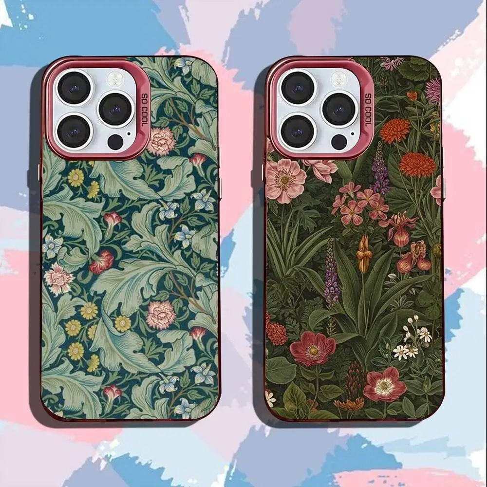

William Morris Phone Case For iPhone 17,16,15,14,13,12,11,Mini,Pro,SE,MAX Pink Matte Silicone Cover