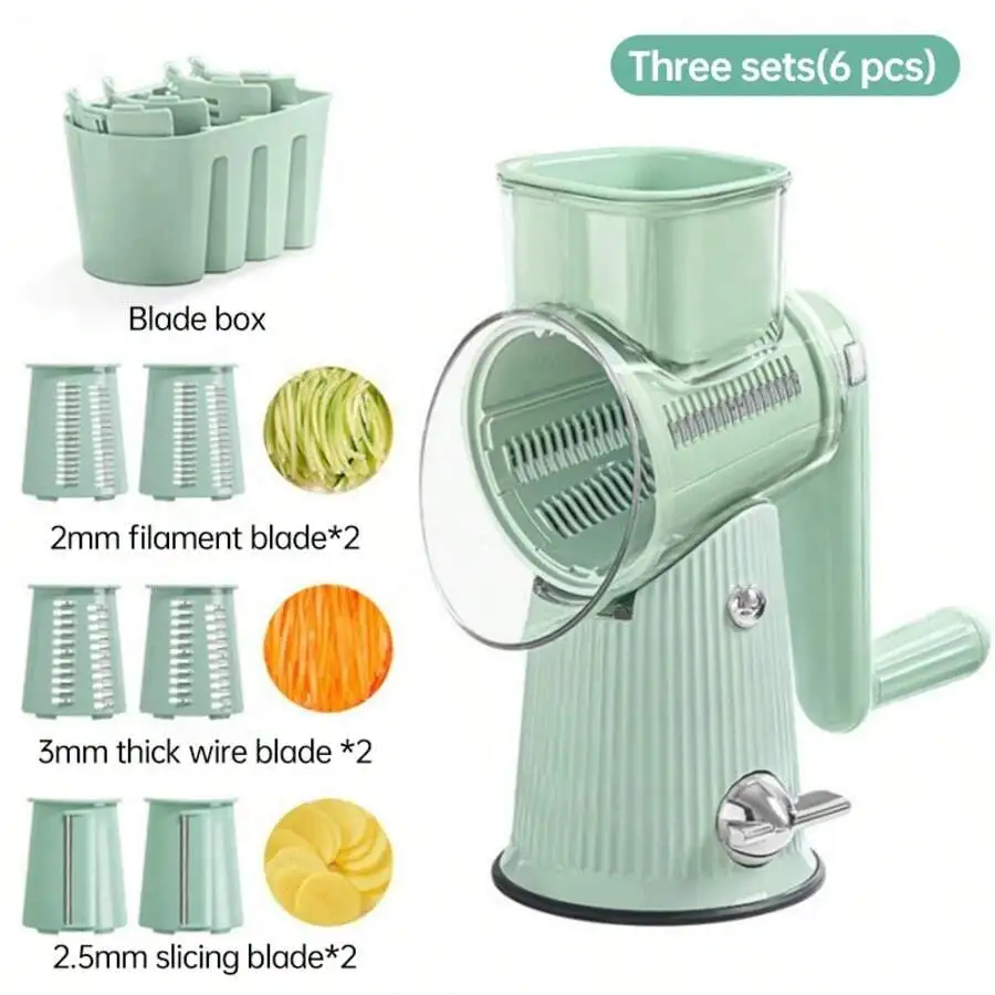 5-In-1 Graters, Rotary Cheese Grater Hand Crank Cheese Shredder, Vegetable Slicer, Interchangeable Blades, For Fresh Cheese, Veg