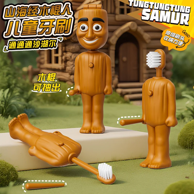 الإيطالية Brainrot Tung Tung Tung فرشاة أسنان الأطفال أنيمي لينة النايلون الخشن فرشاة الأسنان السفر الكرتون مضحك فرشاة أسنان هدية #2