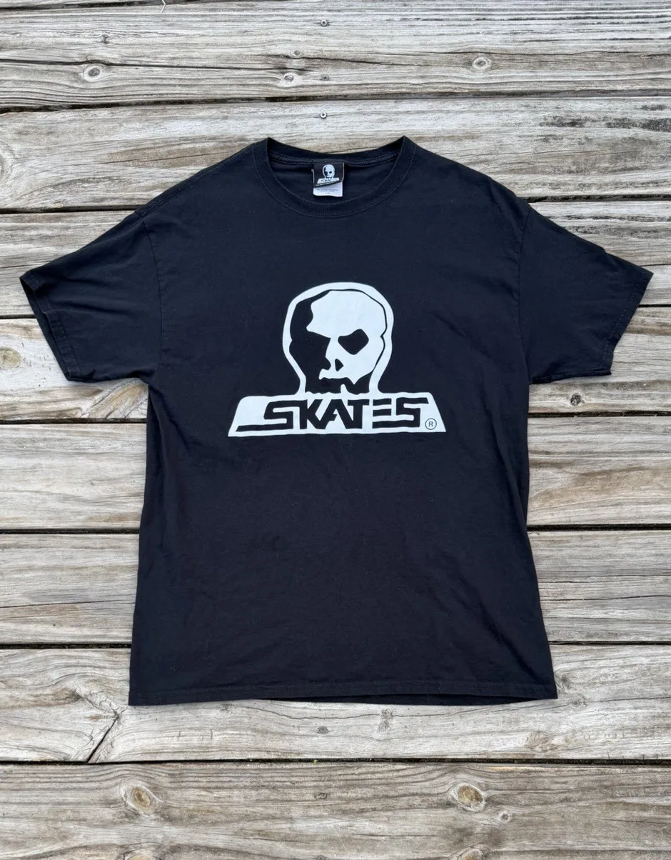 Vintage Skull Skates Tee Shirt Men’s Large Black 90s Skateboarding
