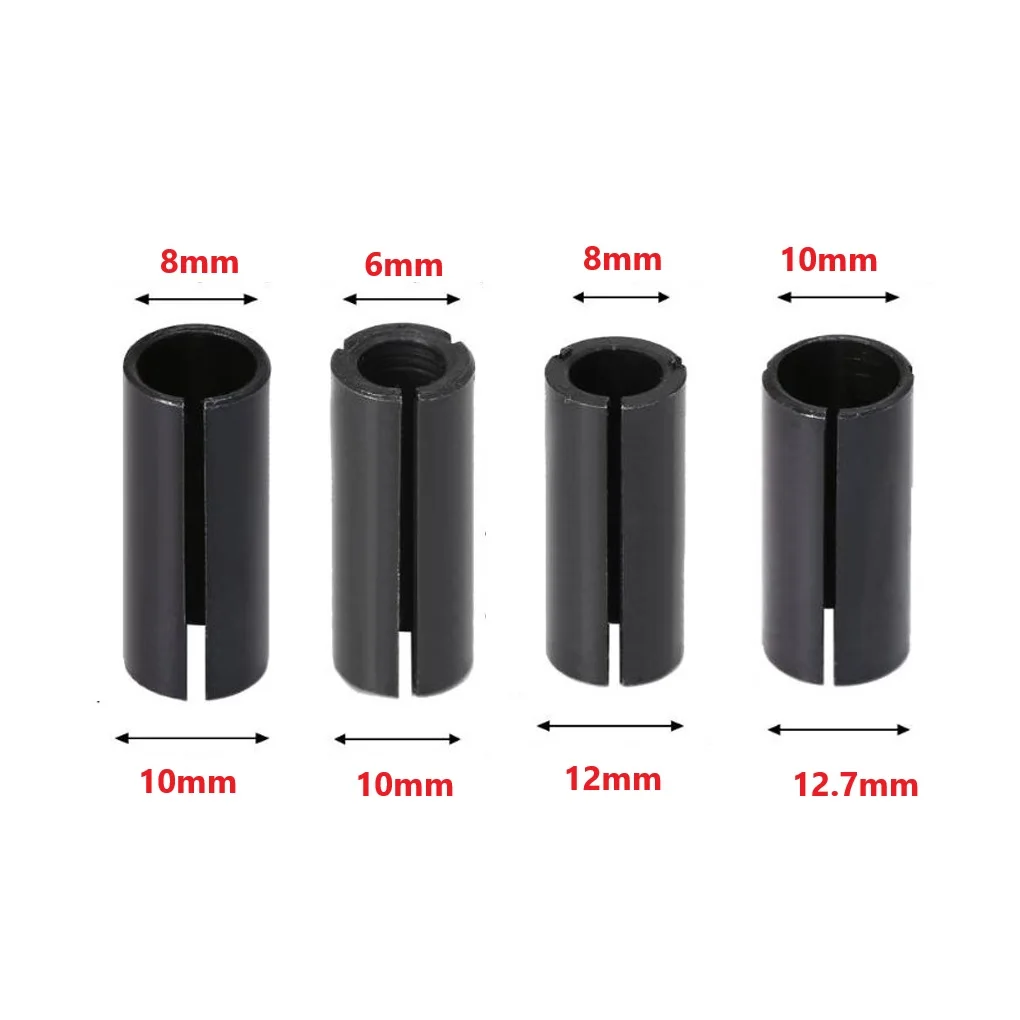 4pcs Router Bit Router Collet High Precision Adapter Collet Milling Cutter Tool 6/8/10/12/12.7mm For Engraving Bit Machine