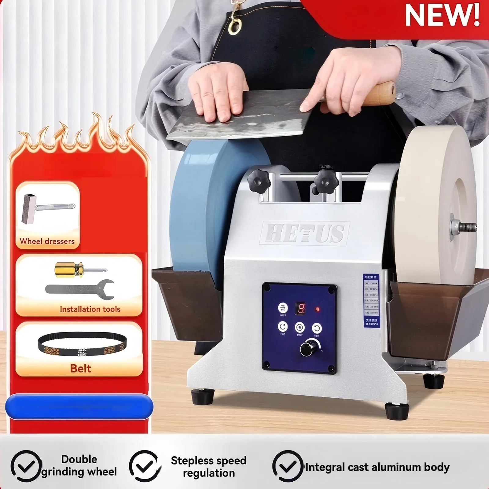 

H10X Double Wheel Electric Sharpening Machine 600mesh 1000mesh Kitchen Knife,Water Grinder, Grinding Machine