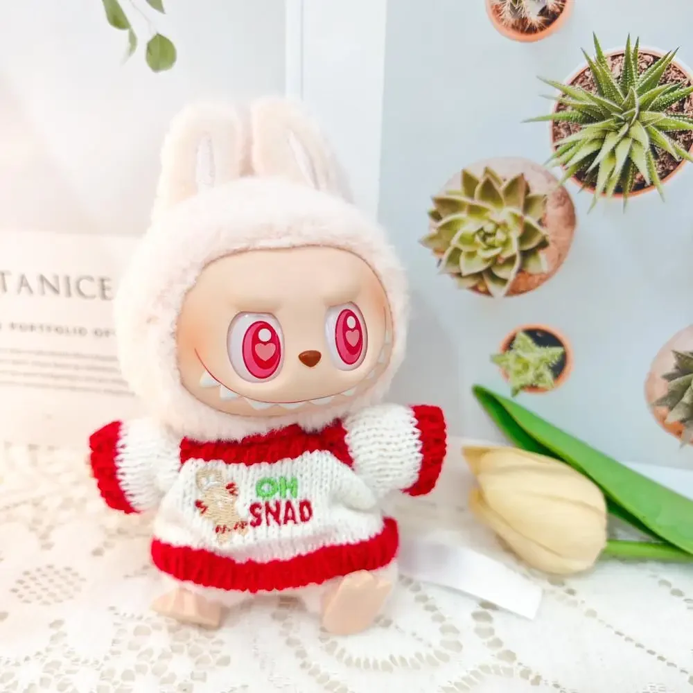 17cm Mini Plush Doll\'S Clothes Outfit Accessories For Labubu Idol V1 V2 Christmas Cookie Man Sweater Hat Clothing New Year Gift