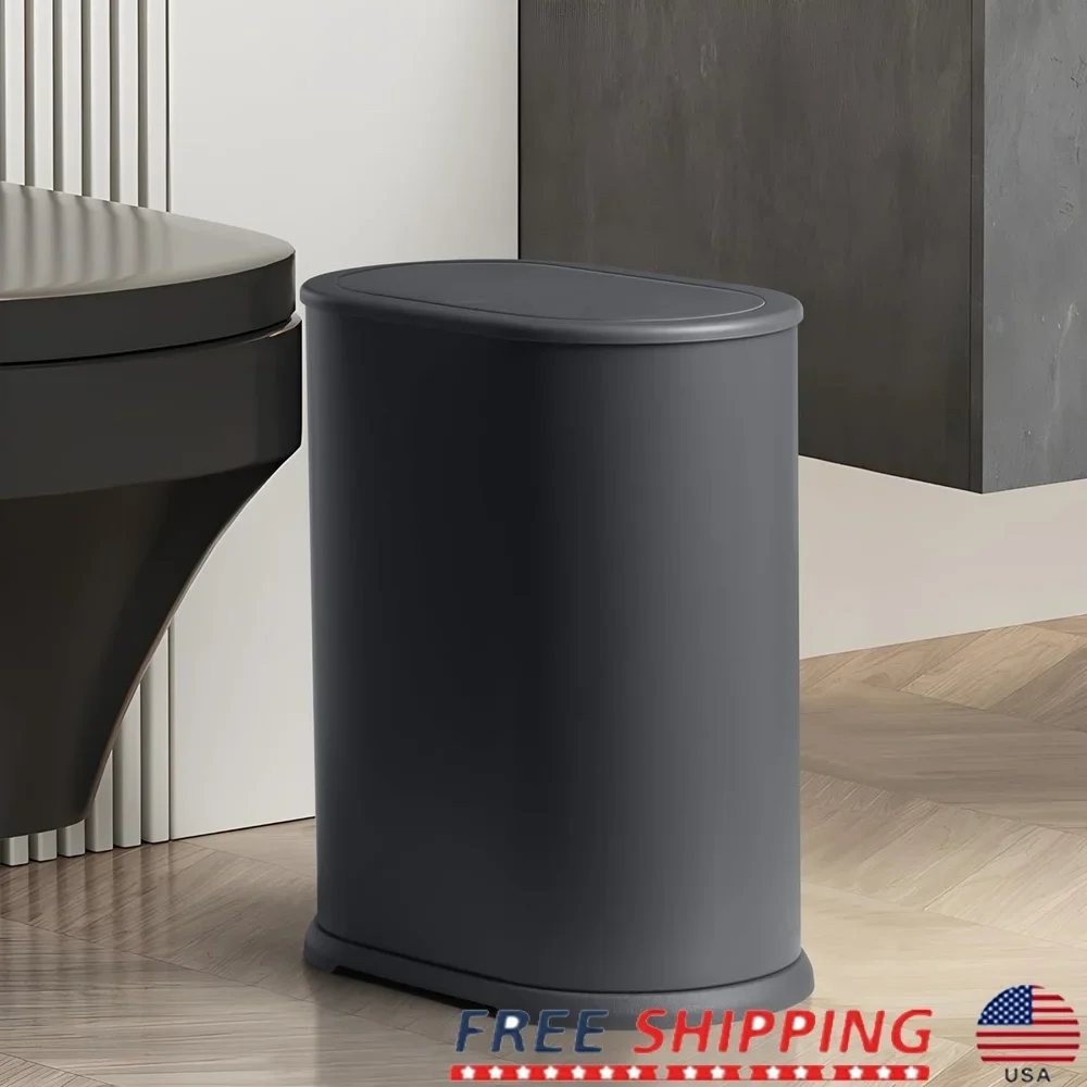 

Stainless Steel Bathroom Trash Can with Pop-up Lid Dog Proof Removable Inner Bucket Waterproof Narrow Wastebasket Rustproof Odor