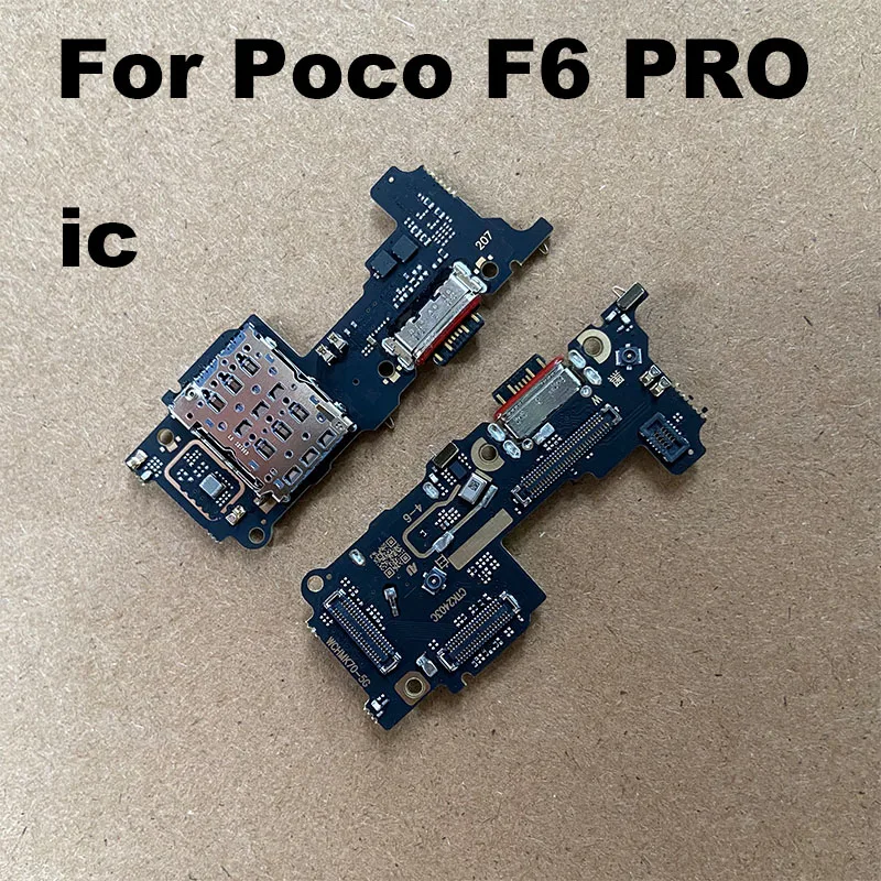 For Xiaomi Poco F6 PRO USB Charging Dock Port With IC Mic Microphone Fast Connector Board Flex Cable Parts Replacement MI