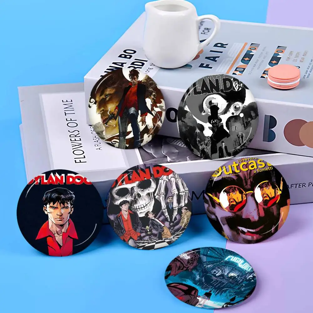 D-Dylan-Dog Noir-Supernatural Creative Pins Funny Faces Round Snap-in Brooch Badge Backpack Hat Accessories Jewelry Gifts