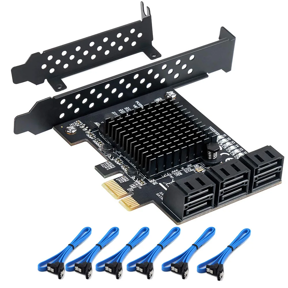 6/4 10 Port SATA III PCIe Card, SATA III Controller Card To 6GB/s Internal Adapter Converter PCI SATA 3.0 Expansion Card
