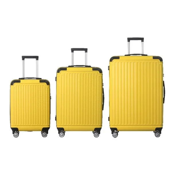 

Lemon Yellow 3-Piece Premium ABS Luggage Set 20" 24" 28" Suitcases with Multi-Position Handle Lightweight Travel Luggage