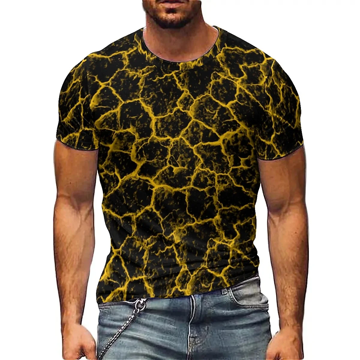 

Breathable & Quick-Drying Street Fashion Men's 3D Printed Short-Sleeve T-Shirt - 3D Men's Party Printed Top