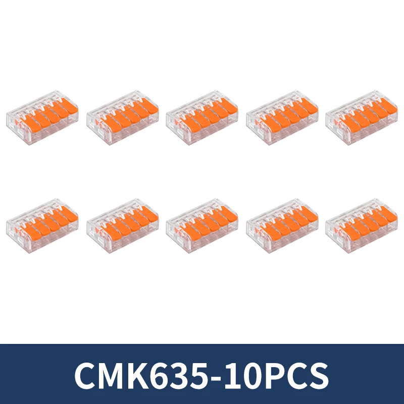 10/20/30Pcs Orange Quick Lever Wire Connector 5 Ports Electrical Compact Splicing Terminal Block Mini Size Easy for Installation