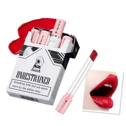 Creative Cigarette Lipstick Matte Lip Gloss Set Waterproof Lipstick Tube, Nude And Red Lip Tint, Makeup Cosmetics 4 Color