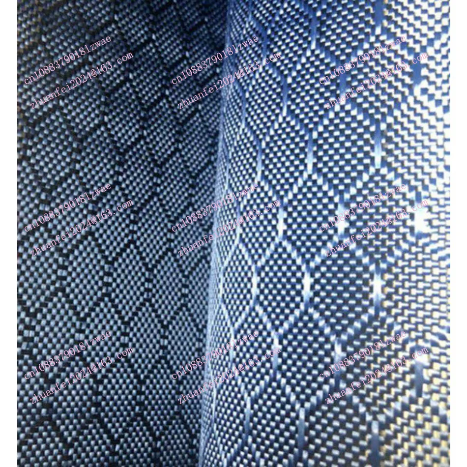 3K 240gsm Blue+Black Aramid Carbon Fiber mixed Fabric Hexagonal Jacquard Weave W100*L50/100CM