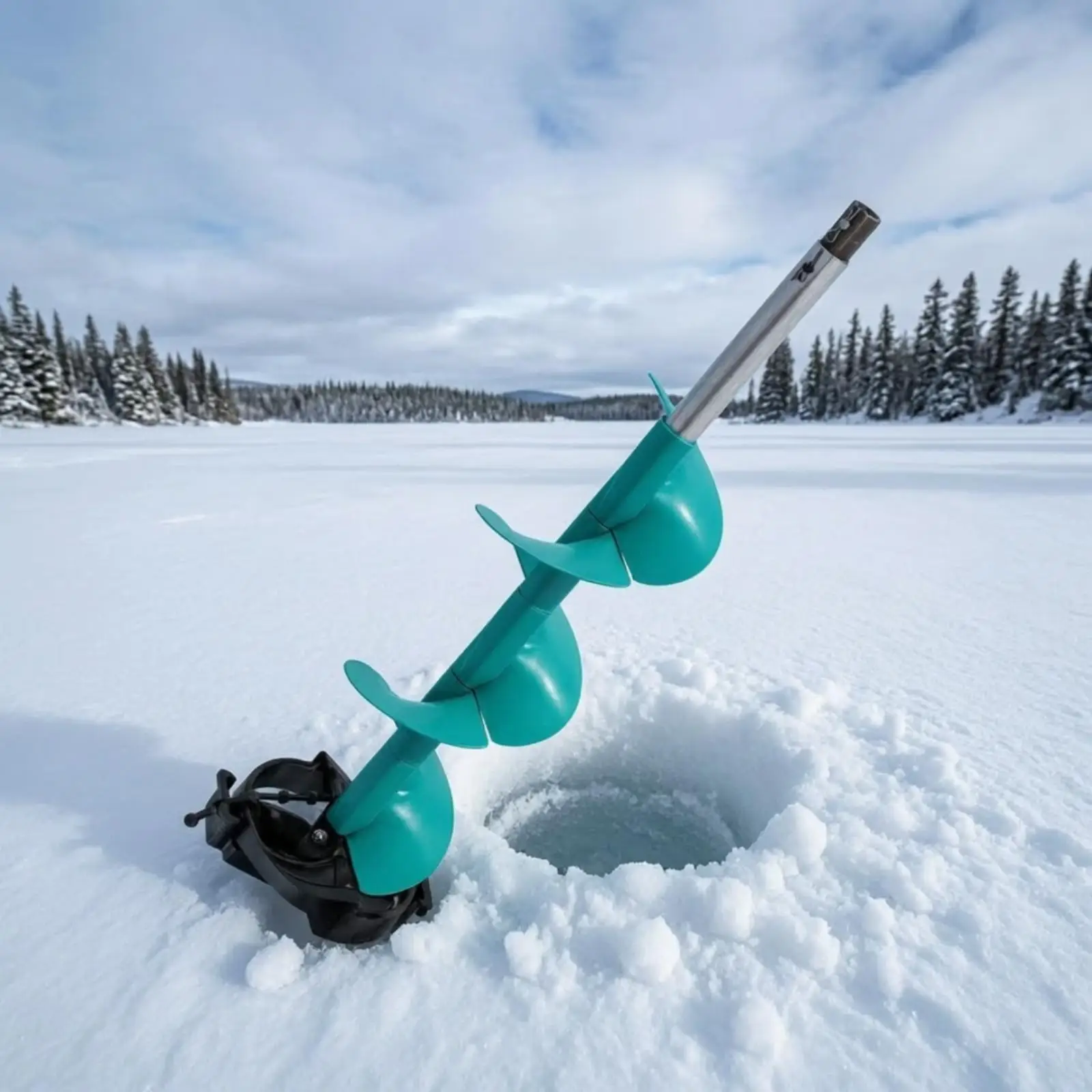 Ice Fishing Auger Drill Bit with Guard for Power Drill Spiral Ice Cutter Aluminum Alloy Head for Frozen Lake Hole Drilling