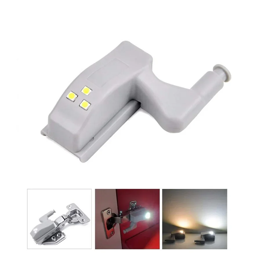 5Pcs 0.25W 3LED Sensor Inner Hinge Light, Universal Under Cabinet Wardrobe Lamp for Kitchen Bedroom, No Battery