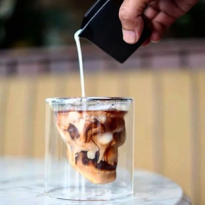 

Double Skull Coffee Cup Latte Cold Drink Personality Glass
