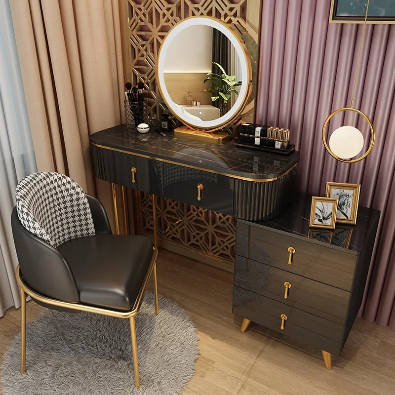 Nordic dresser, dressing table, small apartment bedroom, modern simple lamp light luxury paint table