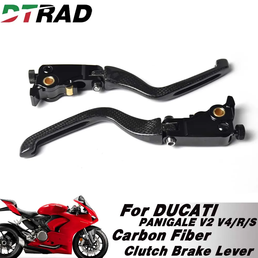 For DUCATI PANIGALE V2 2020-2024 V4/S/R 2018-2025 Motorcycle Carbon Fiber Adjustable Clutch Brake Lever Control Folding Handles