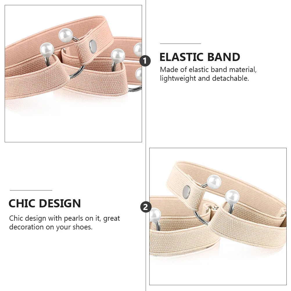 

Комплект из 3 регулируемых ремешков для туфель на высоком каблуке с жемчужным декором для женщин, нескользящие, комфортные, с поддержкой голеностопа, для повседневного использования