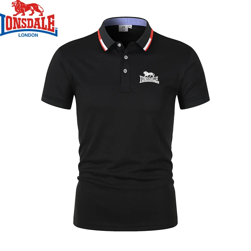 Embroidered LONSDALE Men\'s Breathable Polo Shirt Summer New Business Leisure High Quality Lapel Polo Shirt for Men