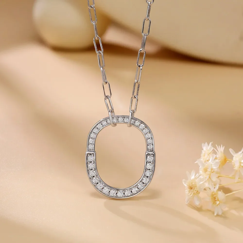 

LinkerLove 2.2mm D Color Moissanite Oval Shape Pendant Necklace for Women 925 Sterling Silver Necklaces 18k Gold Plated Chain