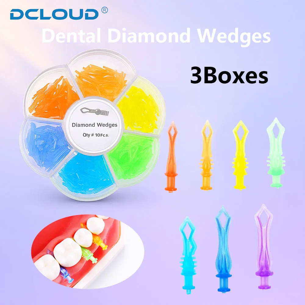 

3Boxes Dental Diamond Wedges Plastic Adaptive Interdental Diastema Wedge for Matrix Bands Sectional Contoured Matrices Refill