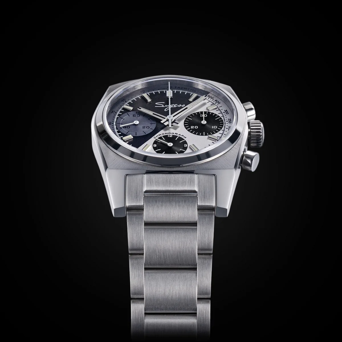 SUGESS S419 37mm メカニカルクロノグラフ 銀色腕時計