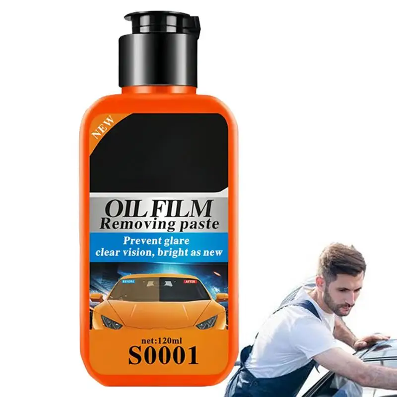 Removedor de filme de óleo para para-brisa de carro, 120ml, limpeza profunda, removedor de filme de óleo de vidro, limpador de filme de óleo de para-brisa de carro, agente líquido forte