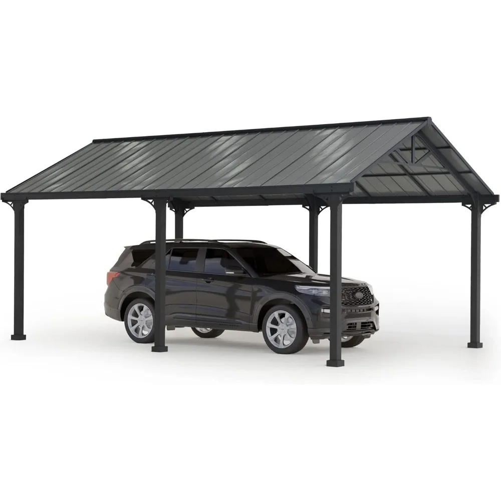 Carport 12 ft. x 20 ft. Outdoor Gazebo Heavy Duty Garage Car Shelter with Powder-Coated Steel Roof and Frames