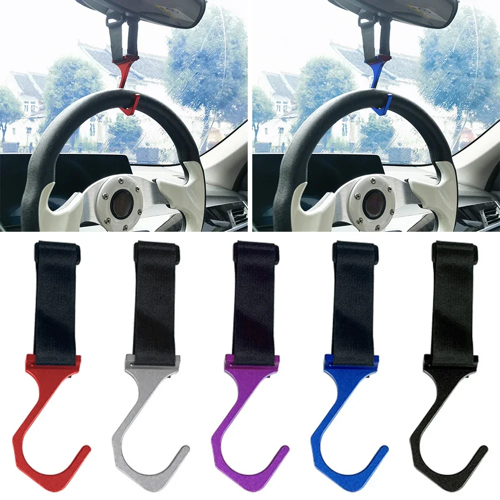 Aluminum Quick Release Car Steering Wheel Hook Windshield Hanger Mount Auto Interior Organizer Hook for Vehicle Dashboard