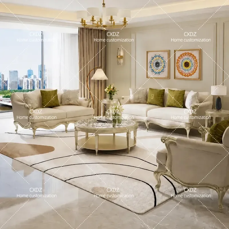 Solid Wood Round Coffee Table with Tempered Glass Top Simple Light Luxury Style for Living Room Home Furniture
