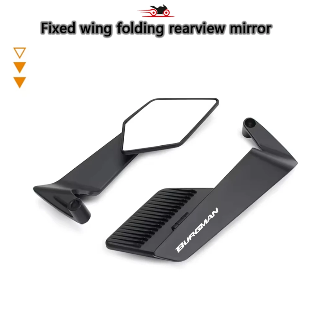 For BURGMAN AN250 AN125 AN400 AN650 AN 650 Motorcycle Accessories Mirrors Stealth Winglets Mirror Rotate Adjustable Mirrors