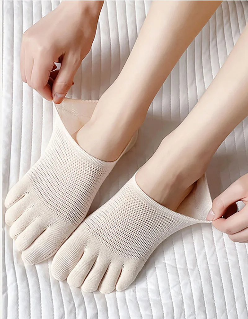 New Cotton Breathable Five Finger Boat Socks Women Men Slipper Toe Socks Summer Invisible No Show Ankle Short Socks Sports Socks