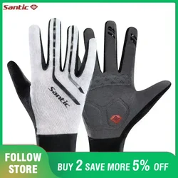 Santic Summer Full Finger Cycling Gloves Men's Pro MTB Riding Protective Gear Outdoor Shockproof Breathable Non-slip Bike Gloves